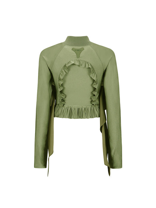 [andersson bell] RILEY RUFFLE TIGHT ZIP UP atb1203w(KHAKI)