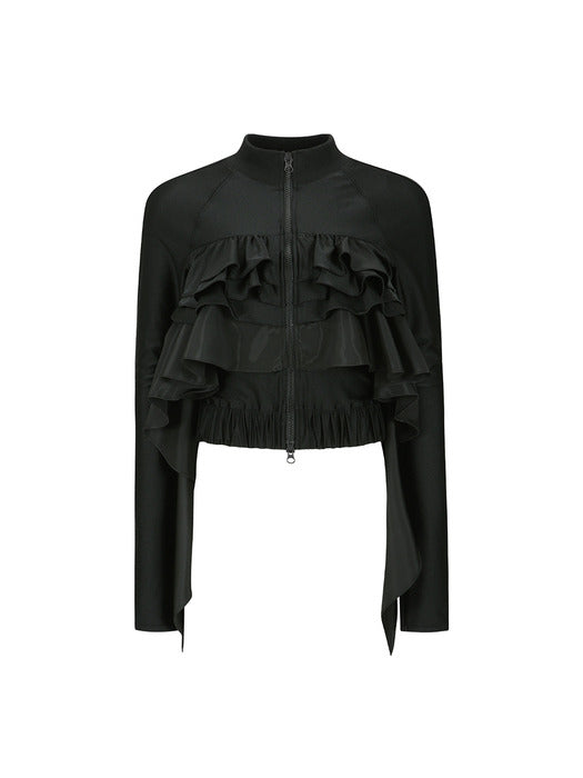 [andersson bell] RILEY RUFFLE TIGHT ZIP UP atb1203w(BLACK)