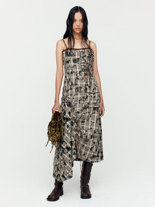 [andersson bell] MAISIE BURNT-OUT CHECK DRESS atb1191w(BEIGE)