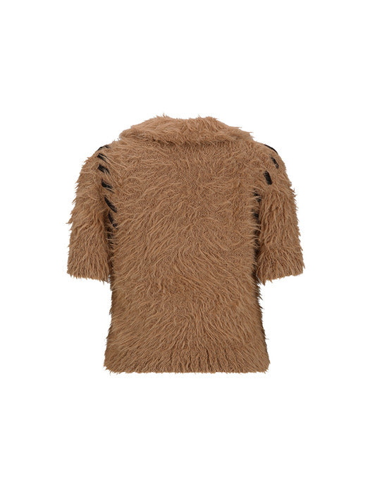 [andersson bell] BEAR KNIT POLO TOP atb1186w(BROWN)