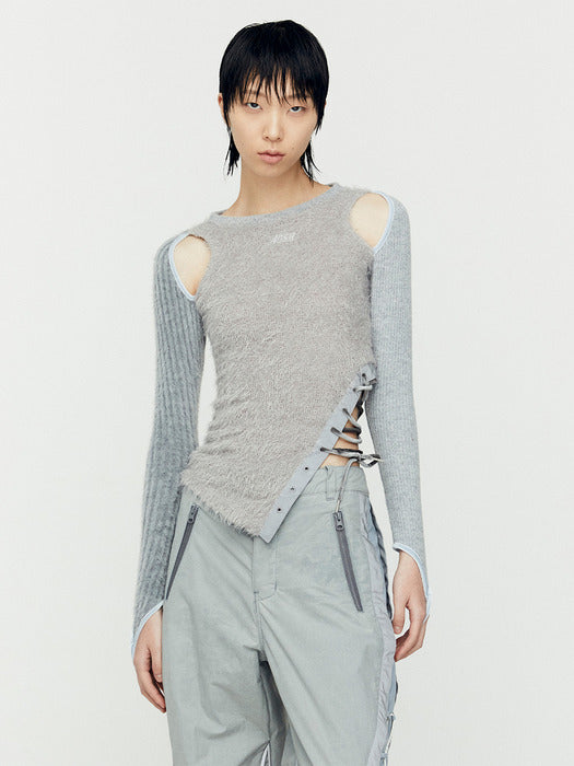 [andersson bell] HAIRY CUT-OUT TOP atb1180w(GREY)