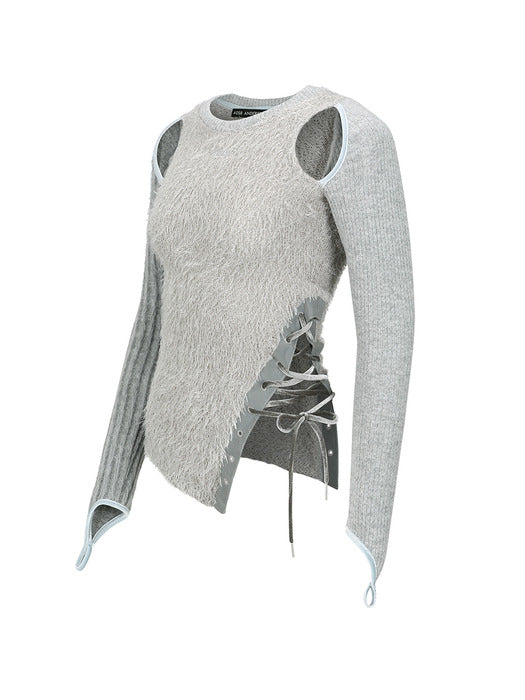 [andersson bell] HAIRY CUT-OUT TOP atb1180w(GREY)