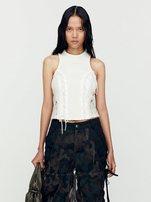 [andersson bell] LACE-UP SLEEVELESS TOP atb1178w(IVORY)