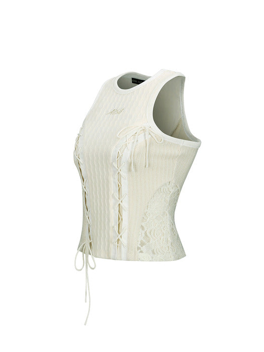 [andersson bell] LACE-UP SLEEVELESS TOP atb1178w(IVORY)