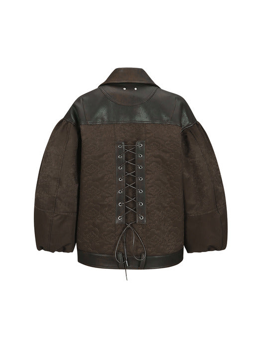 [andersson bell] MAEVE PUFF SLEEVES LEATHER JACKET awa663w(BROWN)