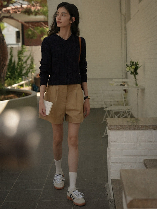 [TILLIDIE] Classic Two turk cotton short pants_Beige