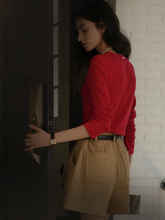 Tillidie Modal basic slim t-shirt Red
