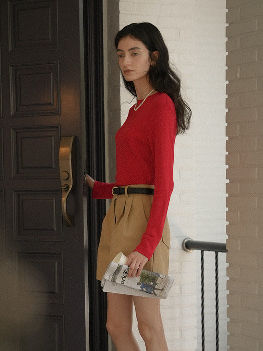 Tillidie Modal basic slim t-shirt Red