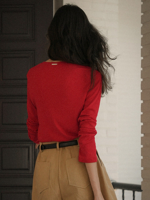 Tillidie Modal basic slim t-shirt Red