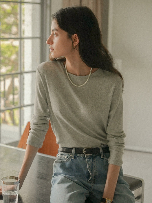 [TILLIDIE] Modal basic slim t-shirt_Melange