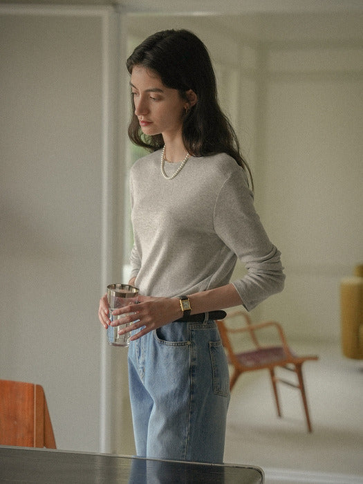 Tillidie Modal basic slim t-shirt Melange
