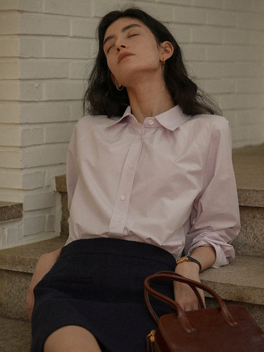 [TILLIDIE] Neck shirring A-line blouse_Lavender