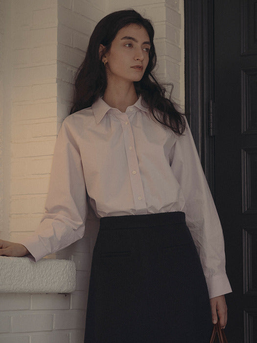 [TILLIDIE] Neck shirring A-line blouse_Lavender