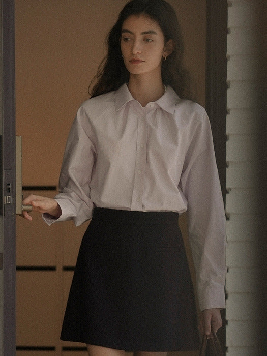 [TILLIDIE] Neck shirring A-line blouse_Lavender