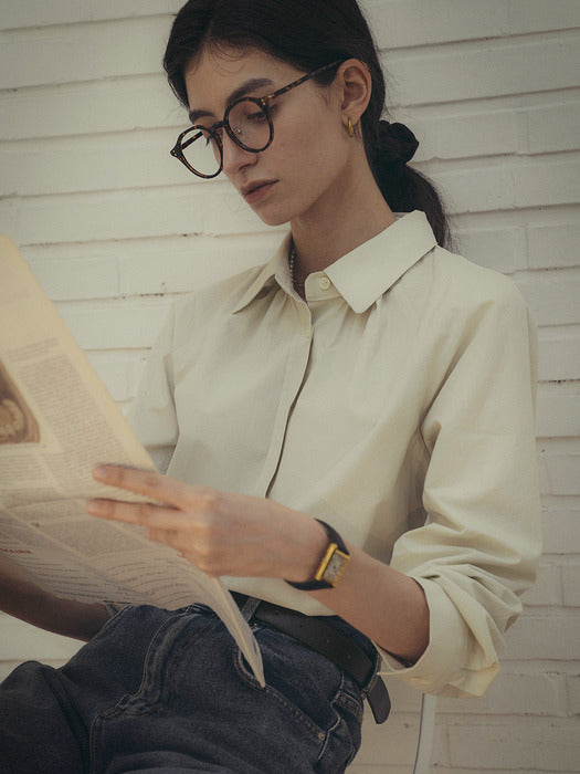 [TILLIDIE] Neck shirring A-line blouse_Mint