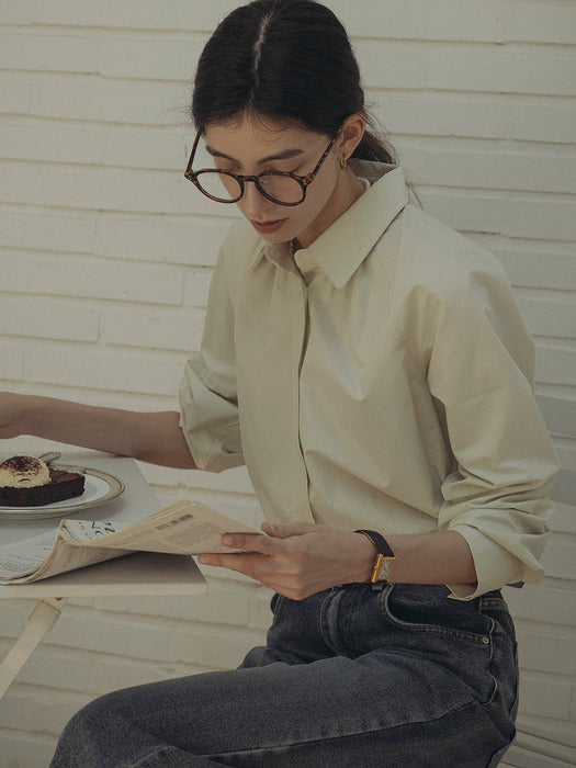 [TILLIDIE] Neck shirring A-line blouse_Mint