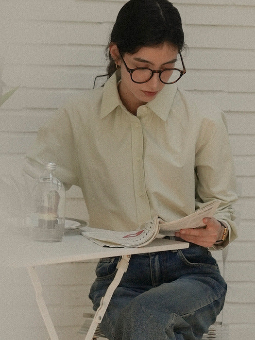 [TILLIDIE] Neck shirring A-line blouse_Mint