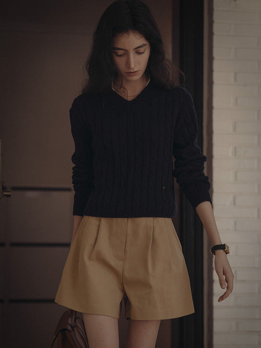 [TILLIDIE] Cashmere blended cable knit_Navy