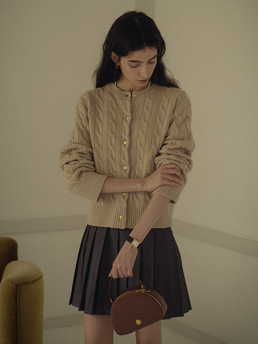 [TILLIDIE] Nina cashmere cardigan_Beige