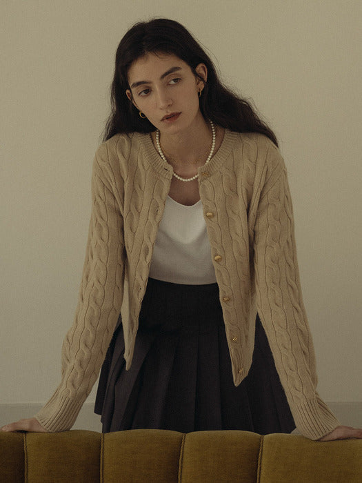 [TILLIDIE] Nina cashmere cardigan_Beige