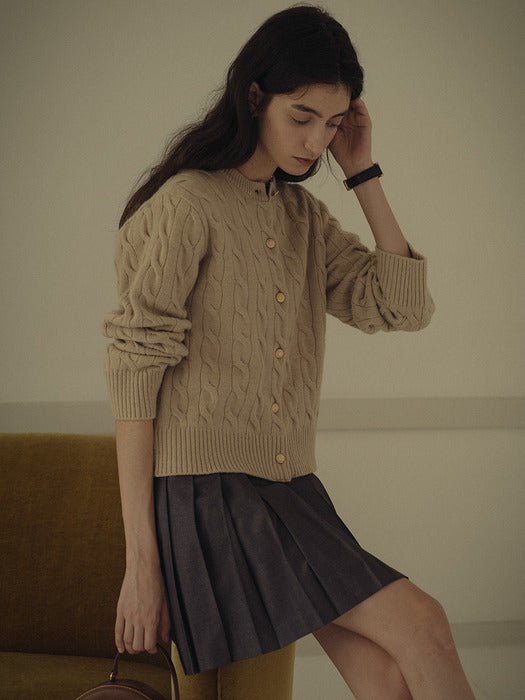 [TILLIDIE] Nina cashmere cardigan_Beige