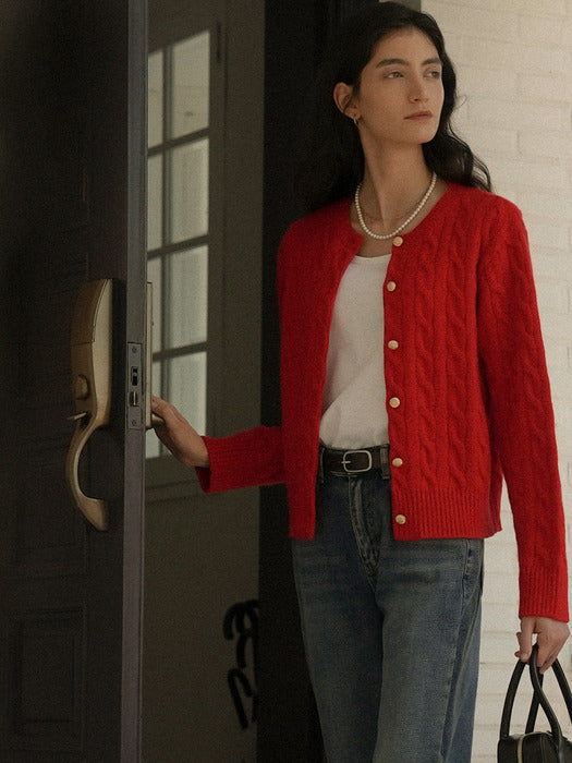 [TILLIDIE] Nina cashmere cardigan_Red