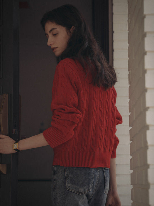 [TILLIDIE] Nina cashmere cardigan_Red