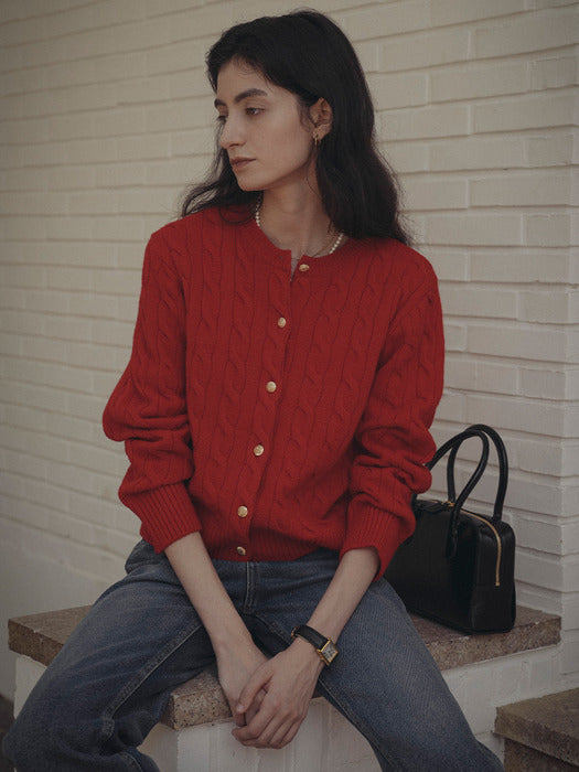 [TILLIDIE] Nina cashmere cardigan_Red