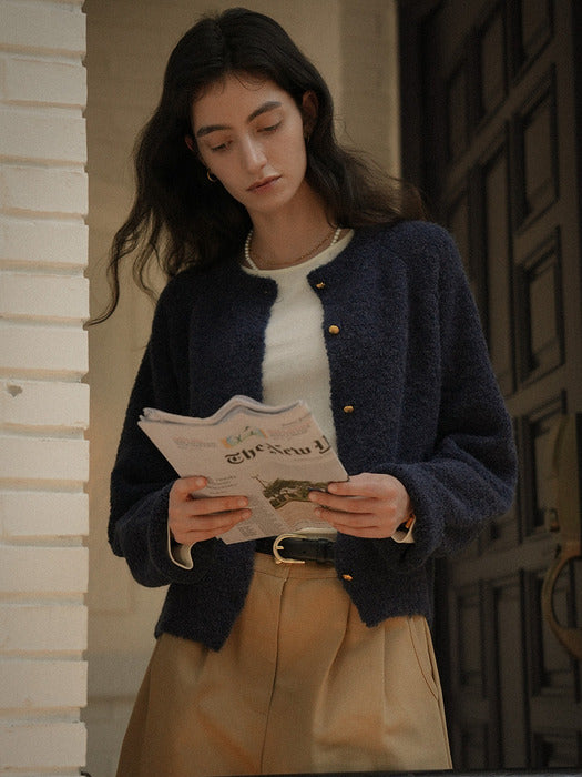 [TILLIDIE] Alpaca candy cardigan_Navy