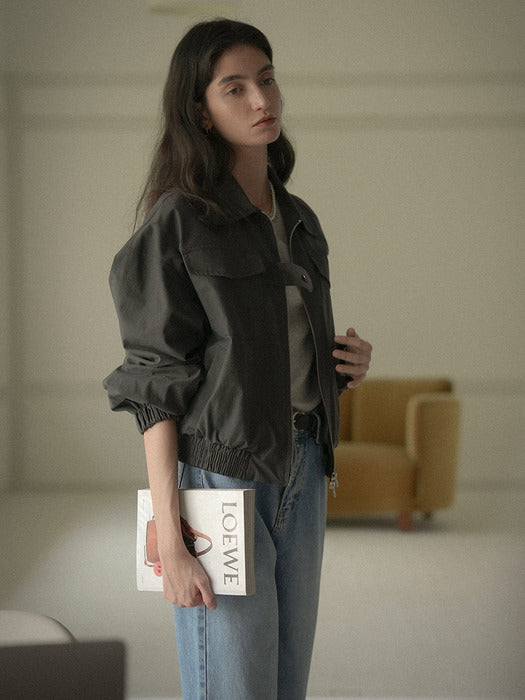 [TILLIDIE] Front bizo point bomber jumper_Charcoal