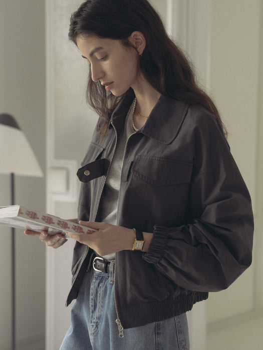 [TILLIDIE] Front bizo point bomber jumper_Charcoal