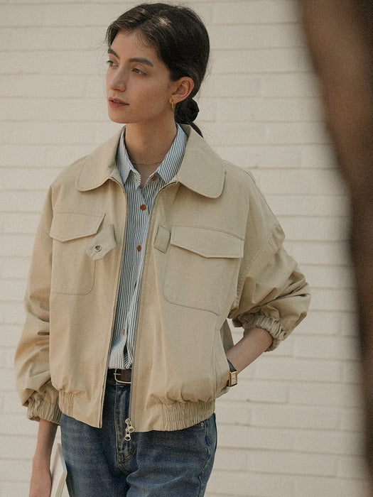 [TILLIDIE] Front bizo point bomber jumper_Beige