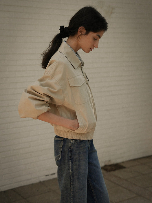 [TILLIDIE] Front bizo point bomber jumper_Beige