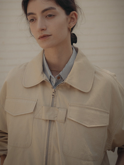 [TILLIDIE] Front bizo point bomber jumper_Beige