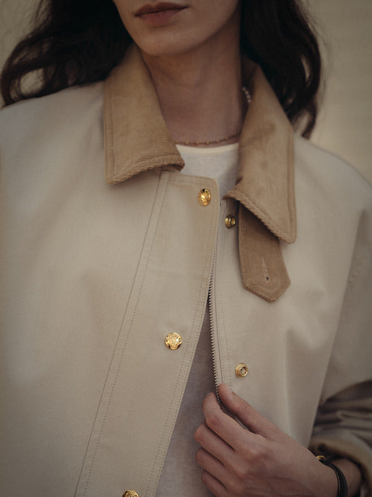 [TILLIDIE] Coloring collar point utility jacket_Light beige