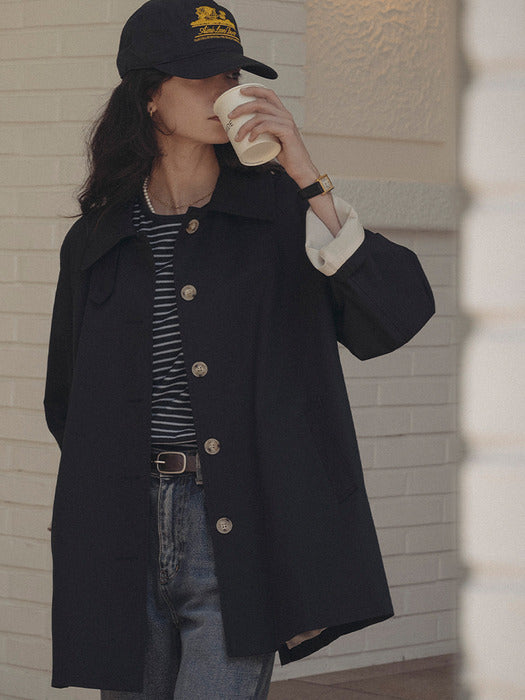 Tillidie Mac half trench coat Navy