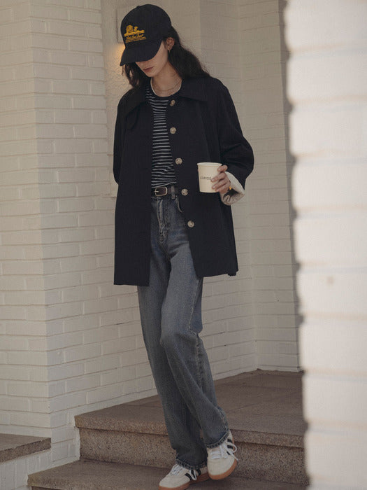Tillidie Mac half trench coat Navy
