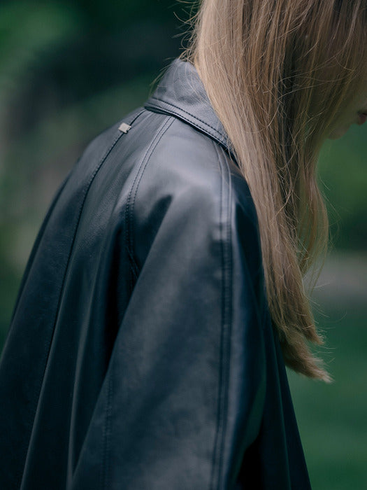 [TILLIDIE] Even faux leather coat_Black