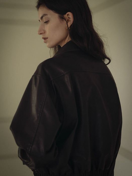 [TILLIDIE] Natural crack leather blouson_Black