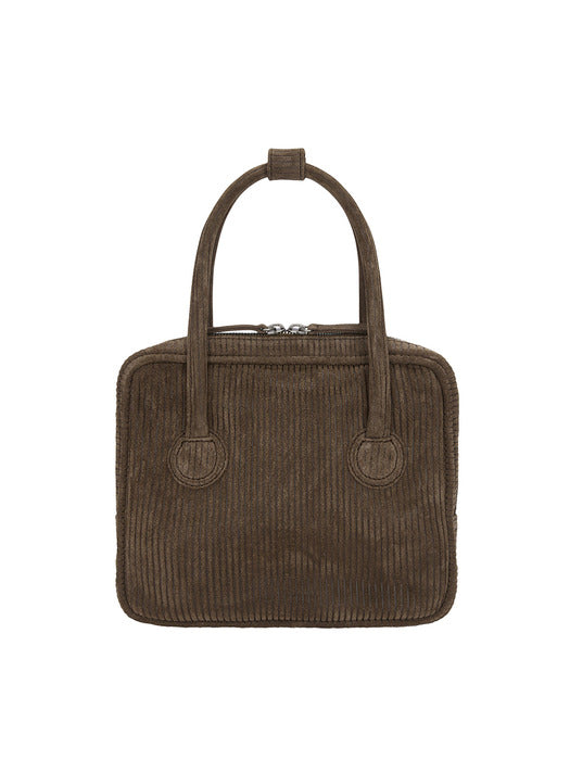 Margesherwood Piping Slim Tote cocoa corduroy suede
