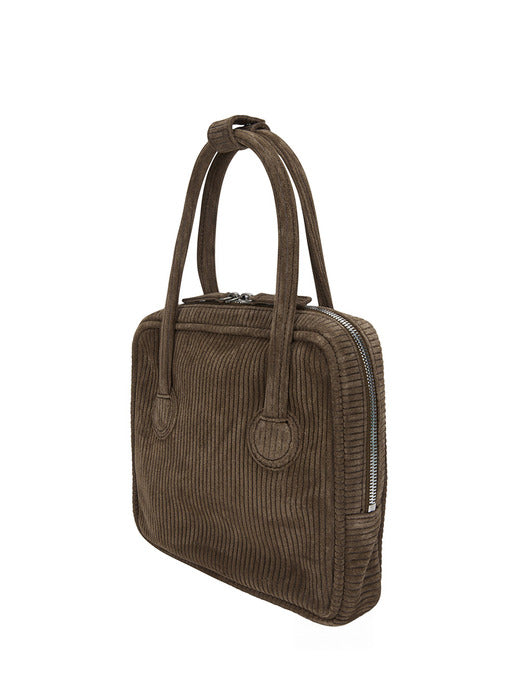 Margesherwood Piping Slim Tote cocoa corduroy suede