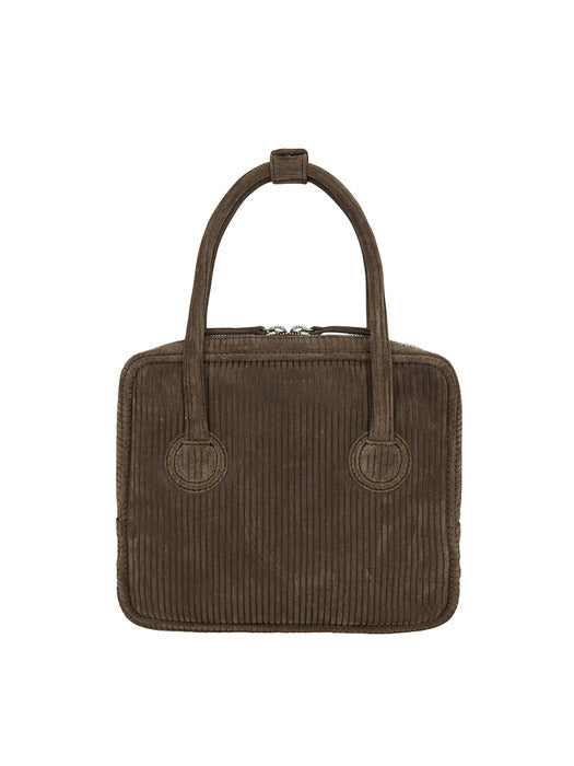 Margesherwood Piping Slim Tote cocoa corduroy suede