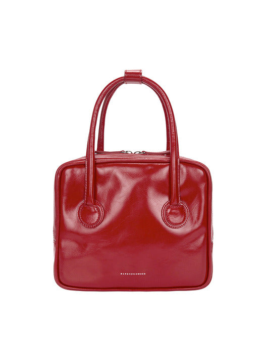 PIPING SLIM TOTE_apple red crinkle