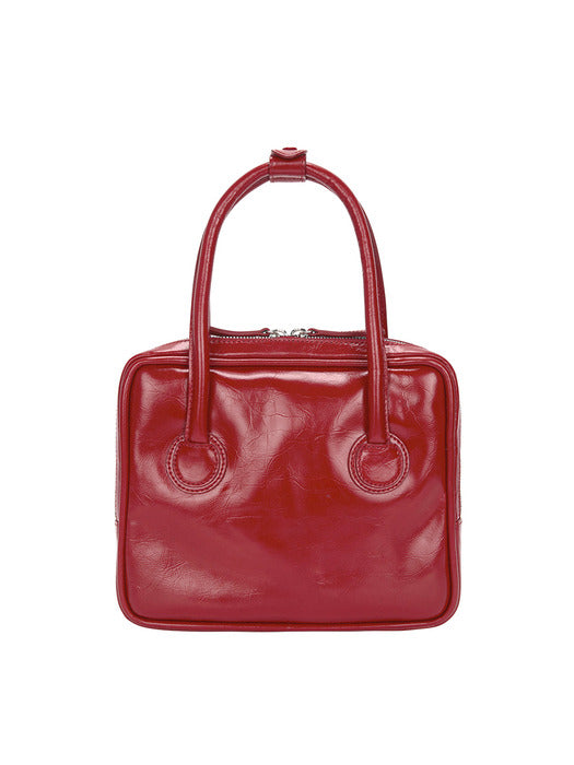 PIPING SLIM TOTE_apple red crinkle