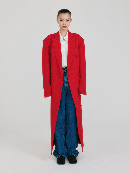 Eenk Zabelle Double-Breasted Coat - Red
