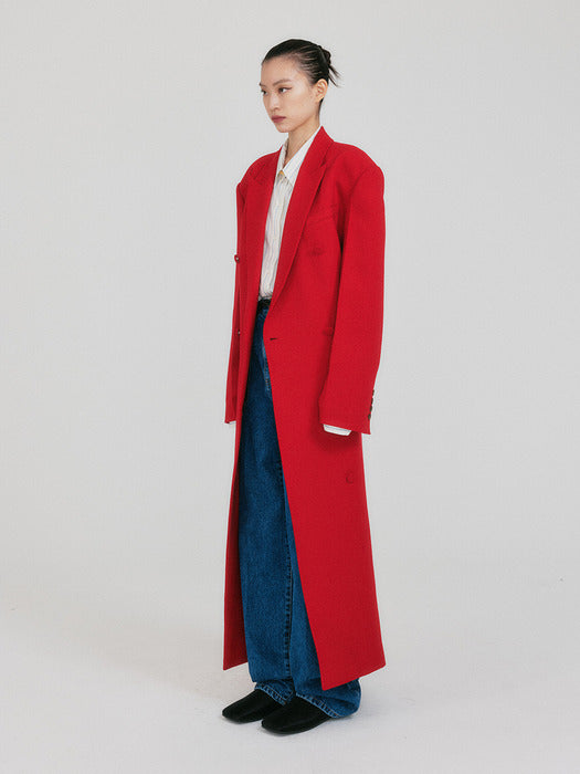 Eenk Zabelle Double-Breasted Coat - Red
