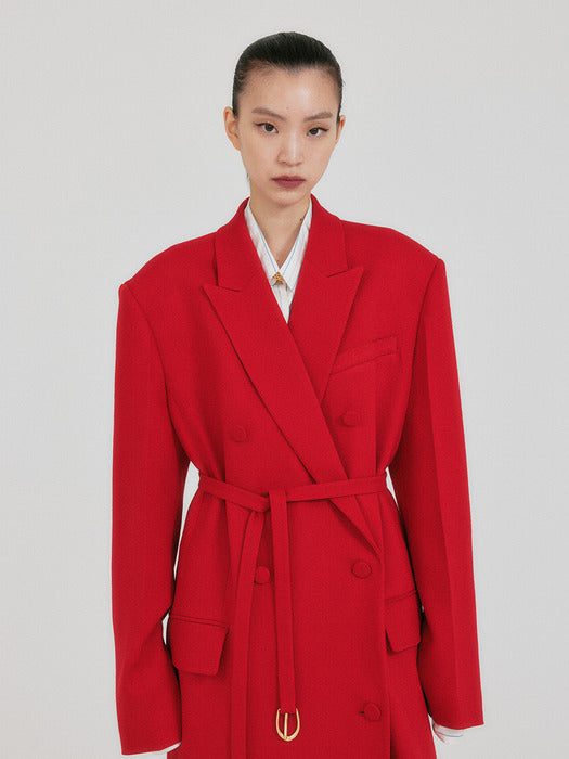 Eenk Zabelle Double-Breasted Coat - Red