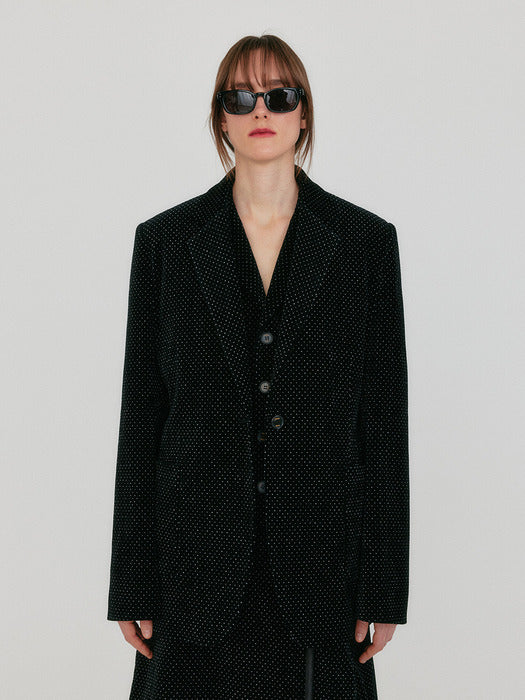 Eenk Zakit Single-Breasted Blazer with Brooch - Black Velvet