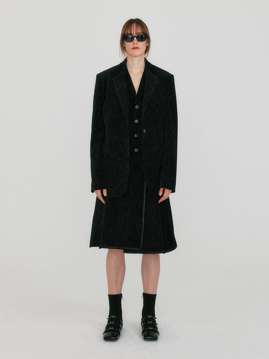 Eenk Zakit Single-Breasted Blazer with Brooch - Black Velvet