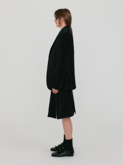 Eenk Zakit Single-Breasted Blazer with Brooch - Black Velvet